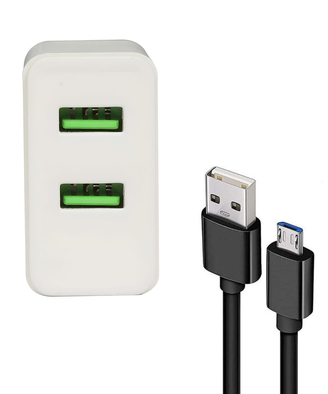 Mobile Wall Charger with Dual USB Output and Micro USB Cable