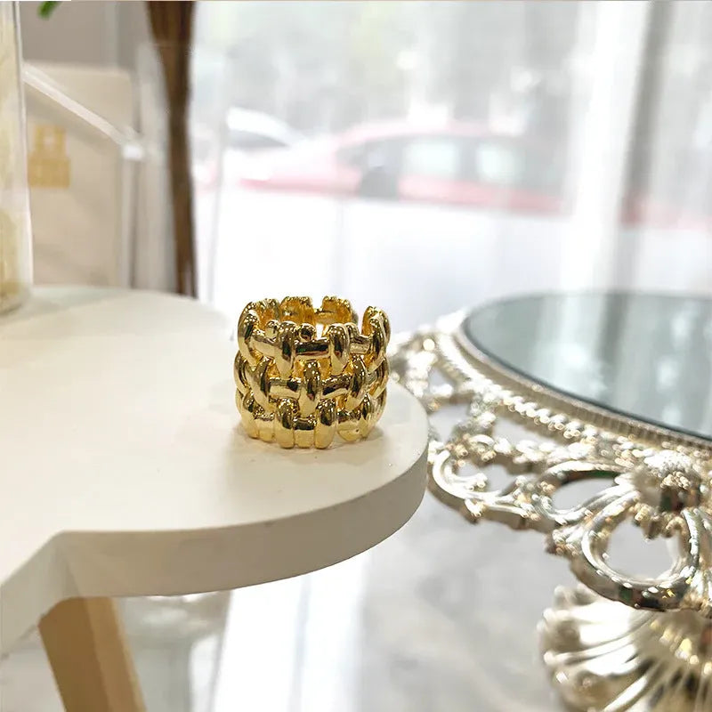 Glittering Artificial Gold Plated Ring