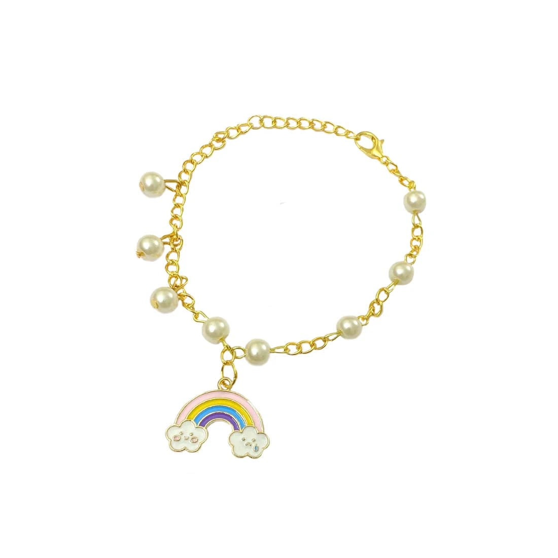 Rainbow Imitation Pearl Charm Bracelet