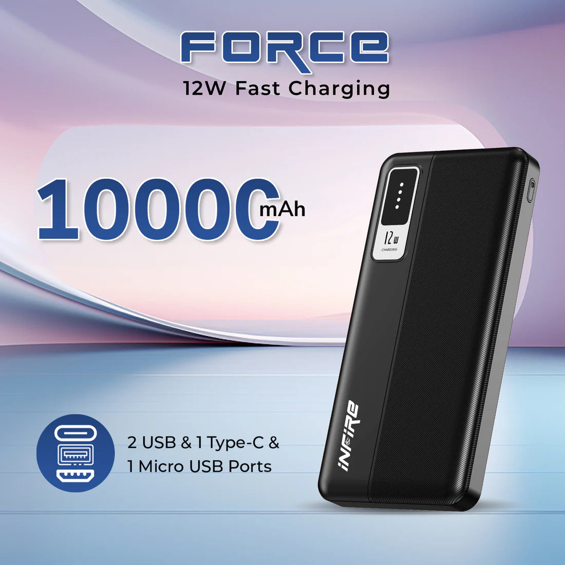 Force - 10000mAh 12W Power Bank with Fast Charging